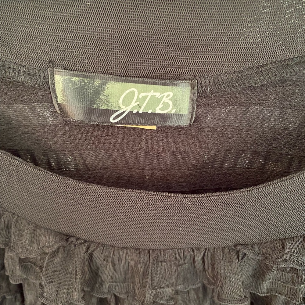 J.T.B Black Ruffle Top M - Picture 6 of 7